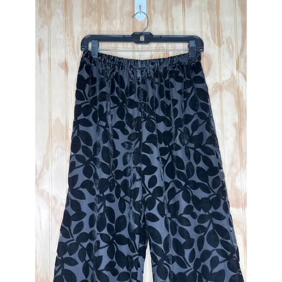 Gretchen Scott NWT Black Leaf Velvet Palazzo Pants Medium Gothic Fairy Luxe - Picture 5 of 8